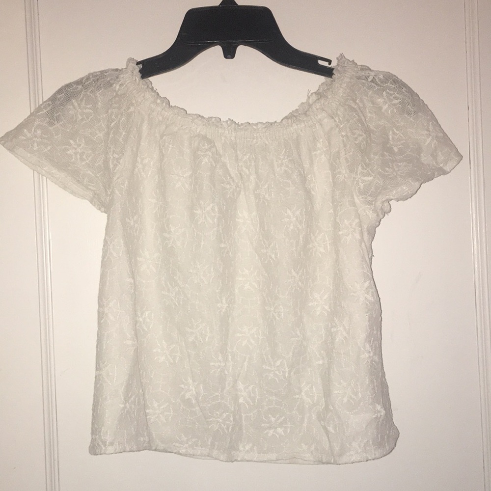 2 abercrombie off the shoulder lace shirts